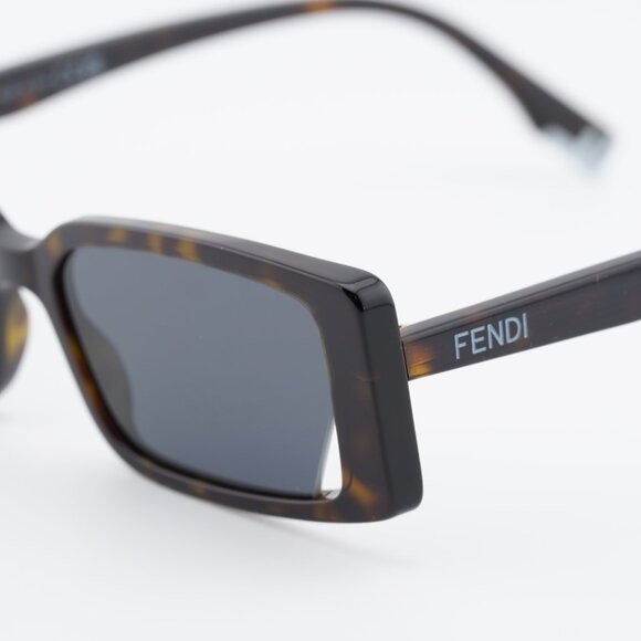 Fendi FE40164I 52A Sunglasses Havana Rectangle Frame, Grey Lenses main image 10